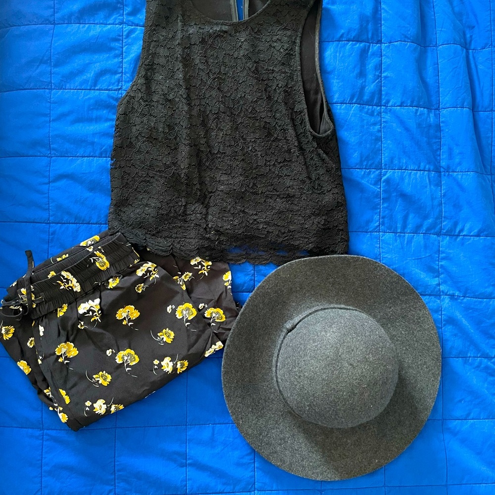 Babaton black lace crop top size 6